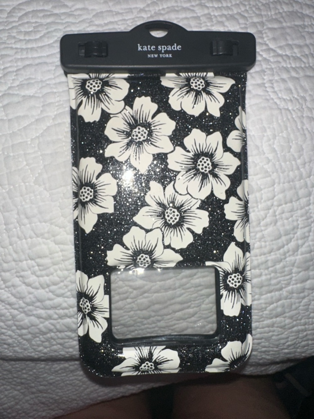 1 kate spade Black and White Floral Glitter iPhone Case w 1 free glasses case